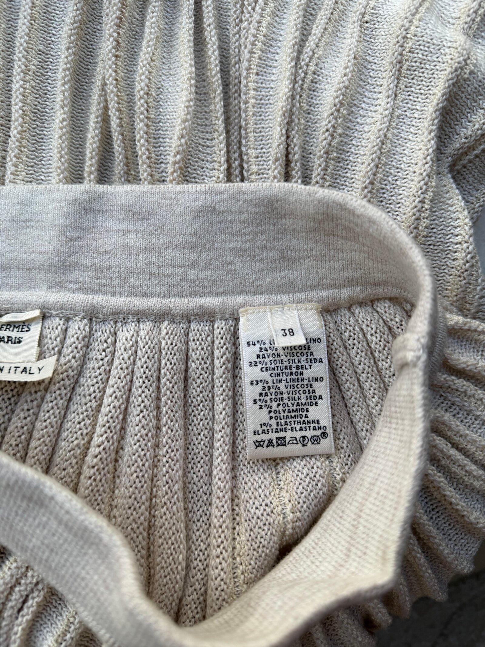 Hermes Plise Linen Skirt - Image 3