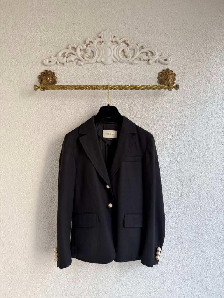 Gucci GG Logo Pearl Button Front Wool Jacket