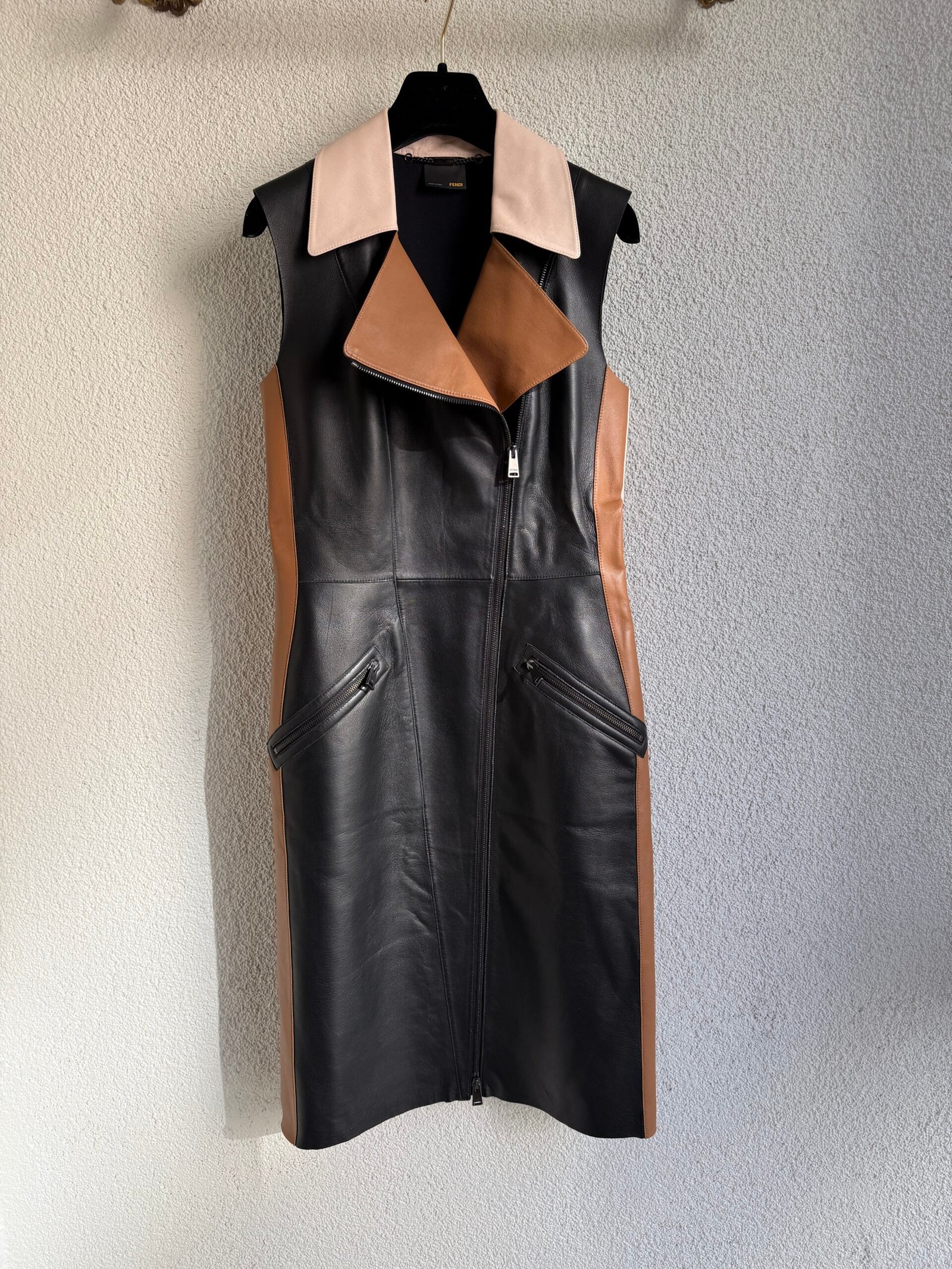 Fendi Leather Zip Midi Dress - Image 2