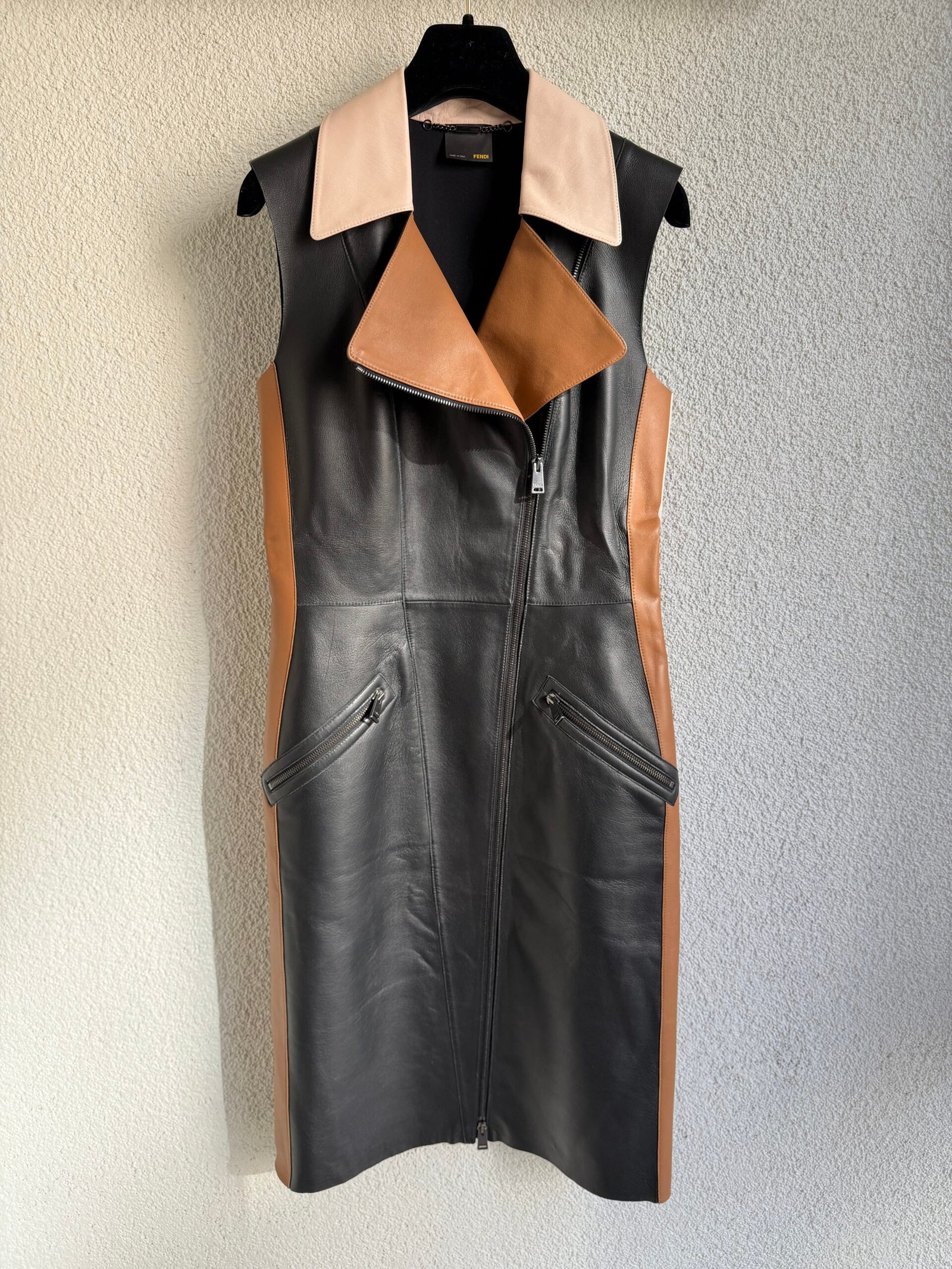 Fendi Leather Zip Midi Dress - Image 3