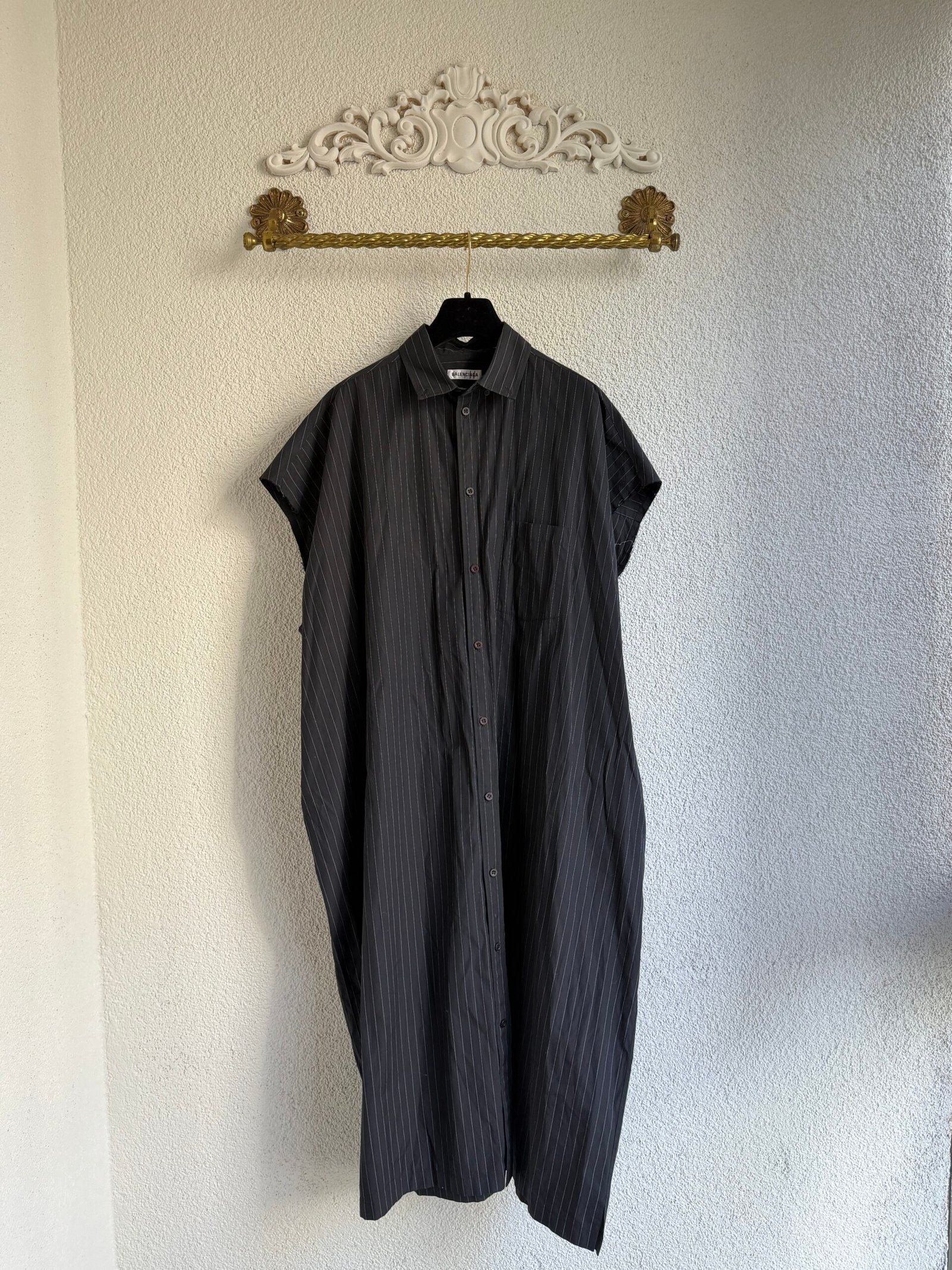 Balenciaga Çizgili Oversize Elbise