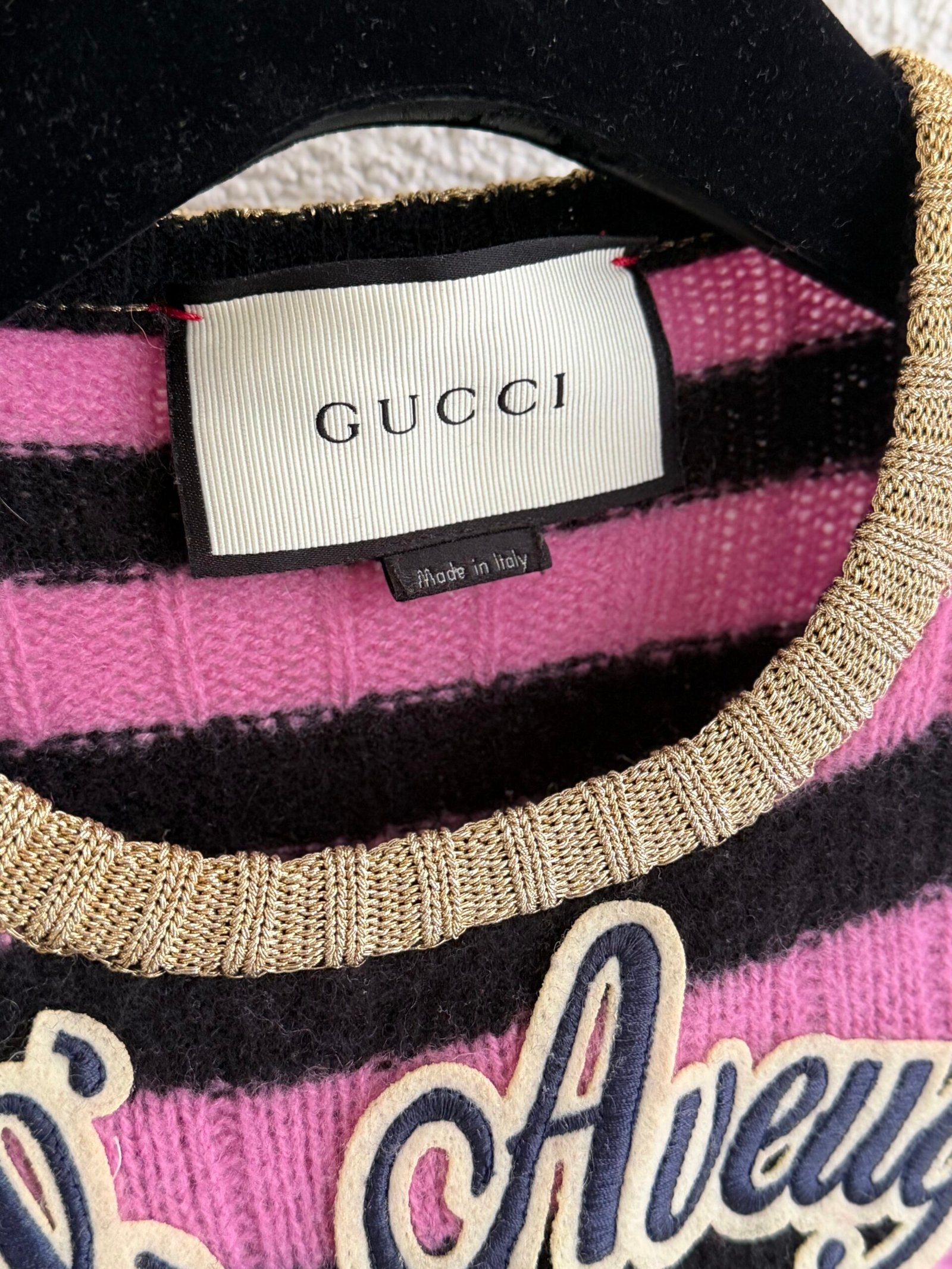 Gucci Cat Motif Striped Cashmere Jumper - Görsel 8