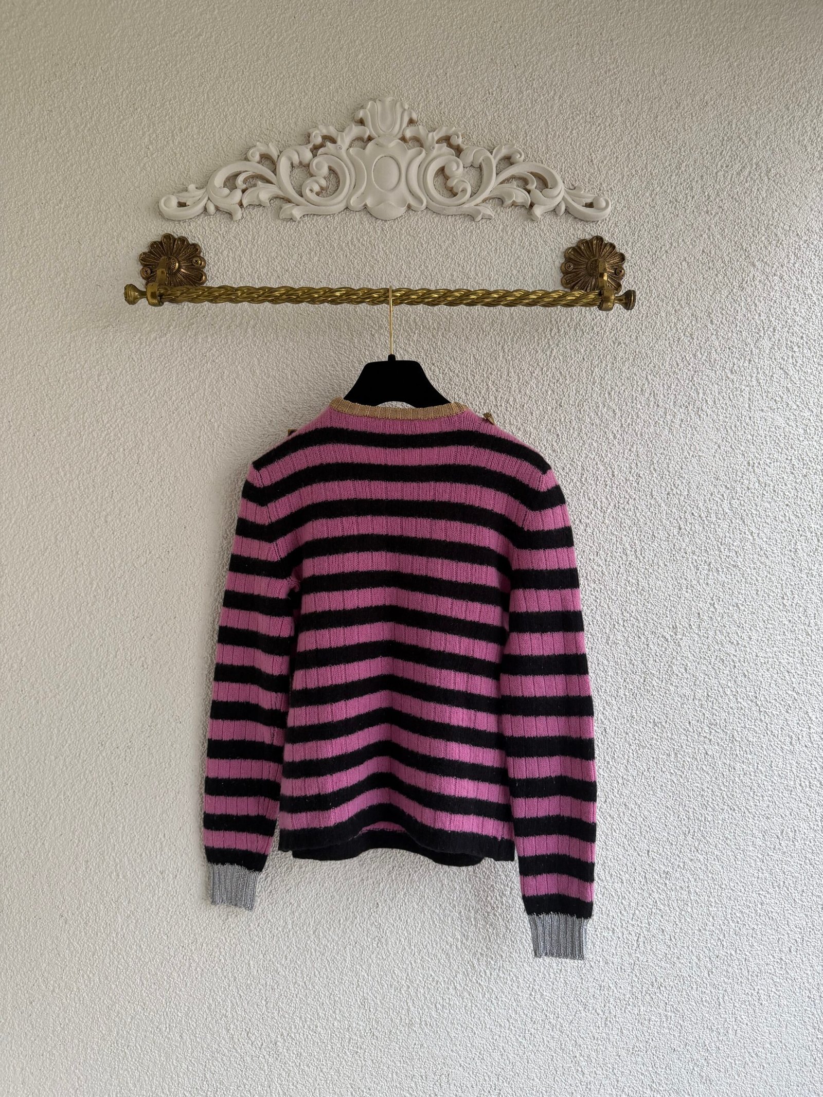 Gucci Cat Motif Striped Cashmere Jumper - Görsel 10