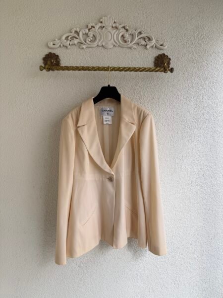 Chanel CC Logo Button Ecru Jacket