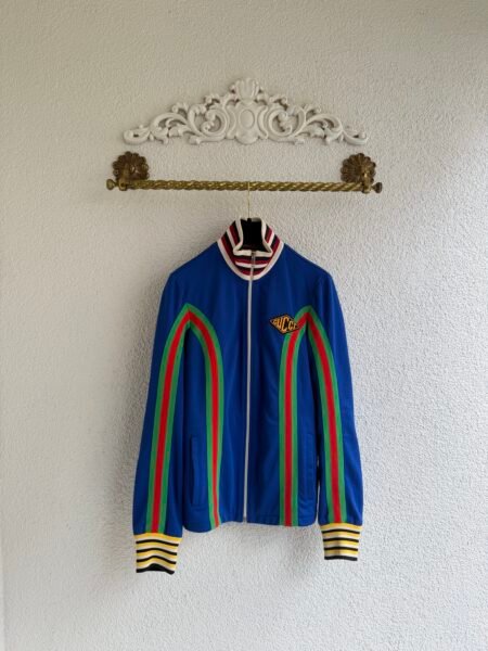 Gucci Logo Zip Striped Sports Cardigan