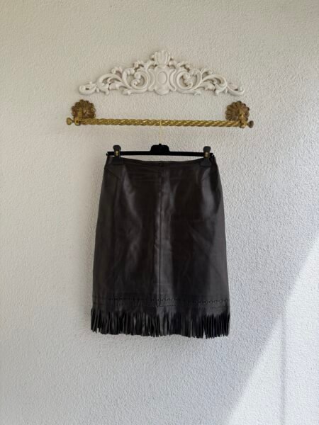 Alaia Fringed Mini Leather Skirt