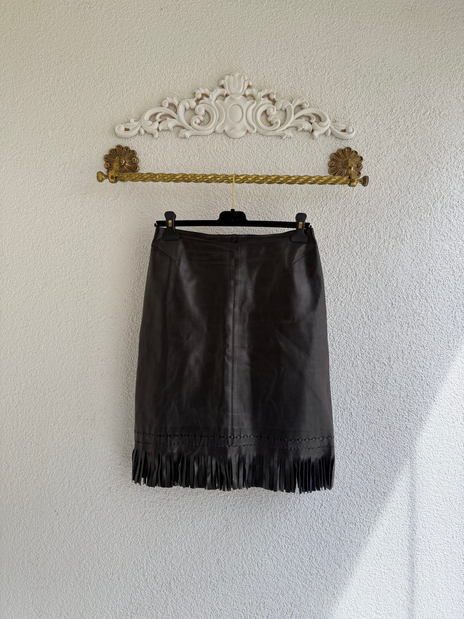 Alaia Fringed Mini Leather Skirt