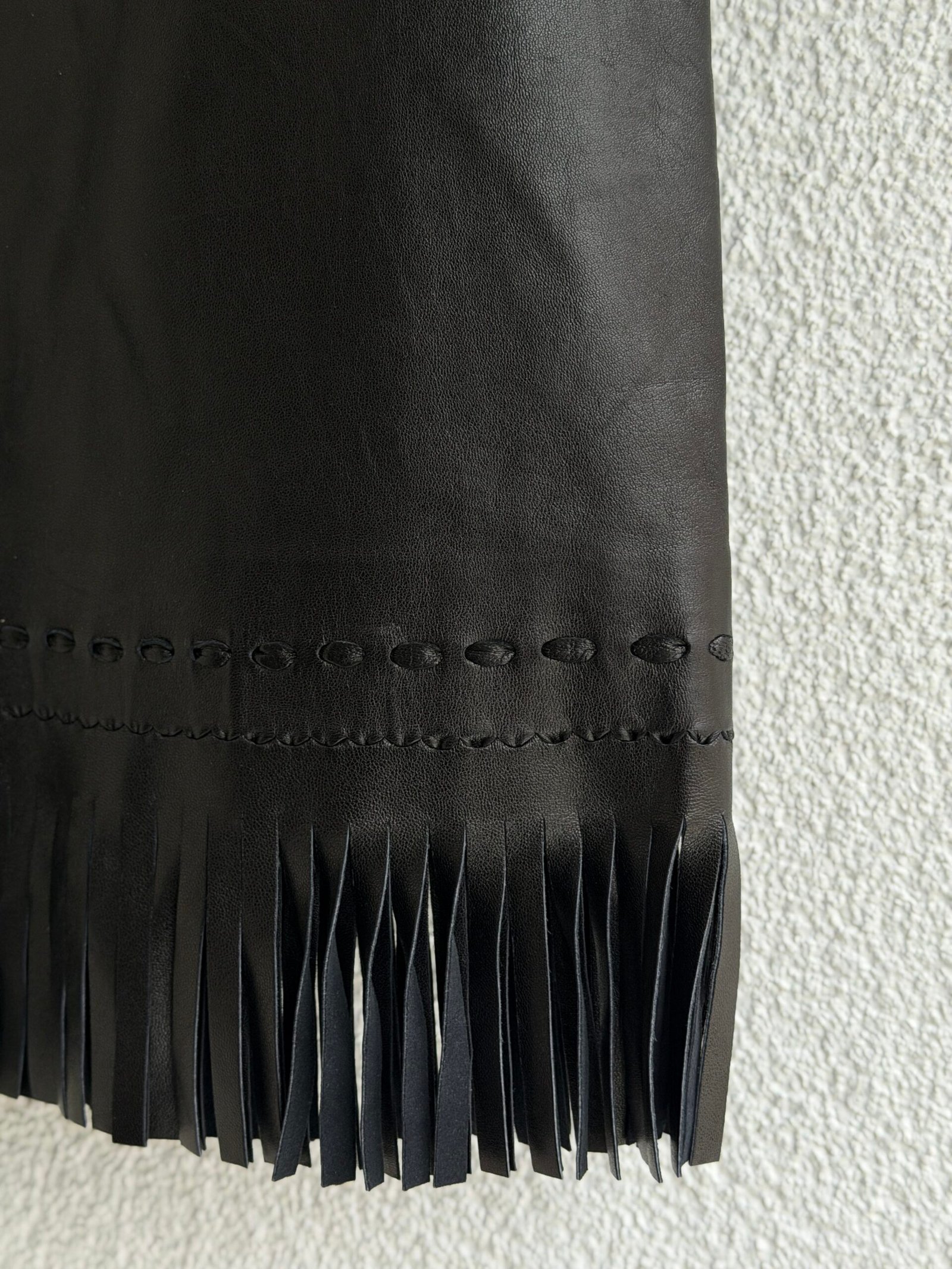 Alaia Fringed Mini Leather Skirt - Image 4