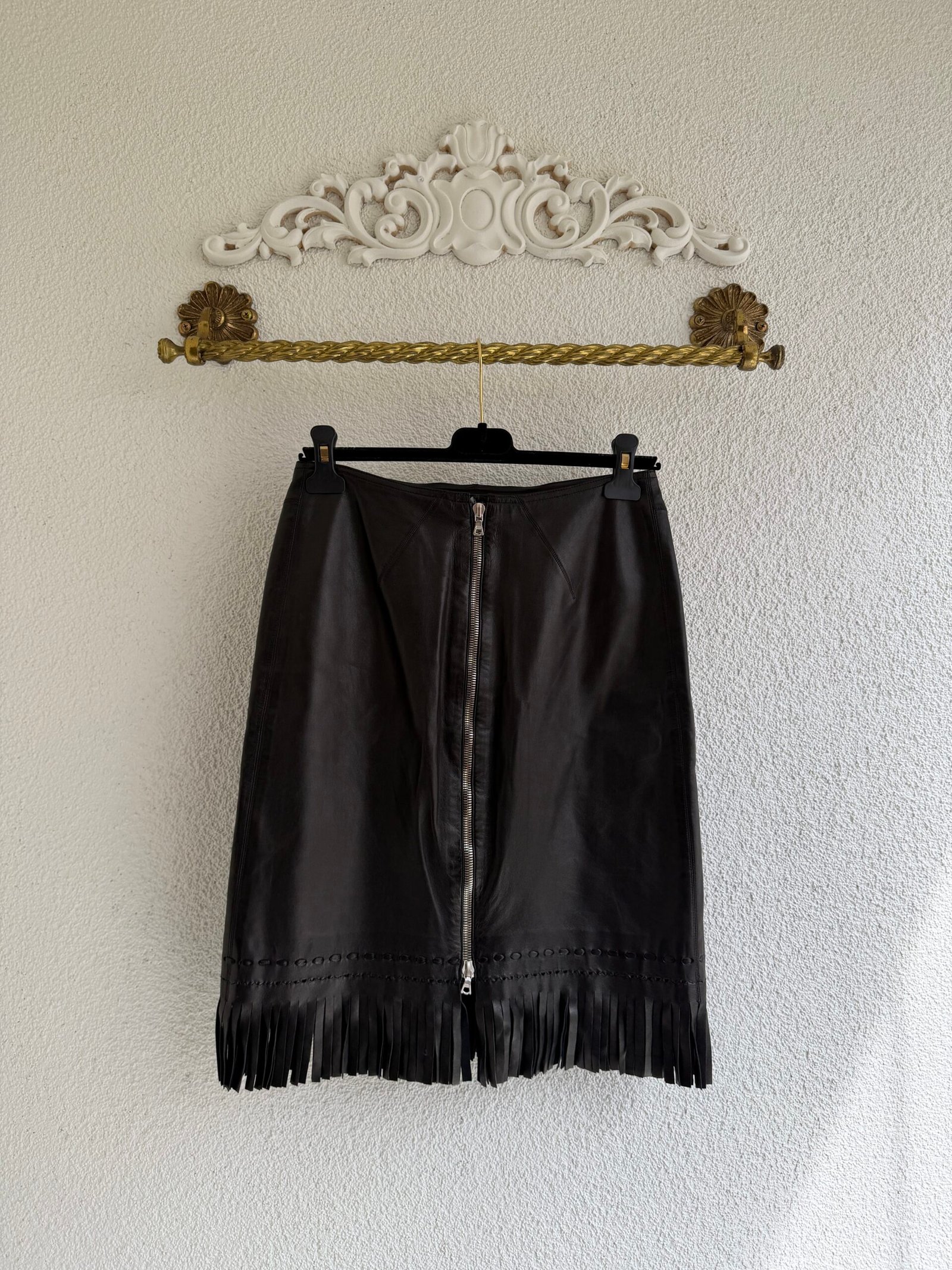 Alaia Fringed Mini Leather Skirt - Image 6