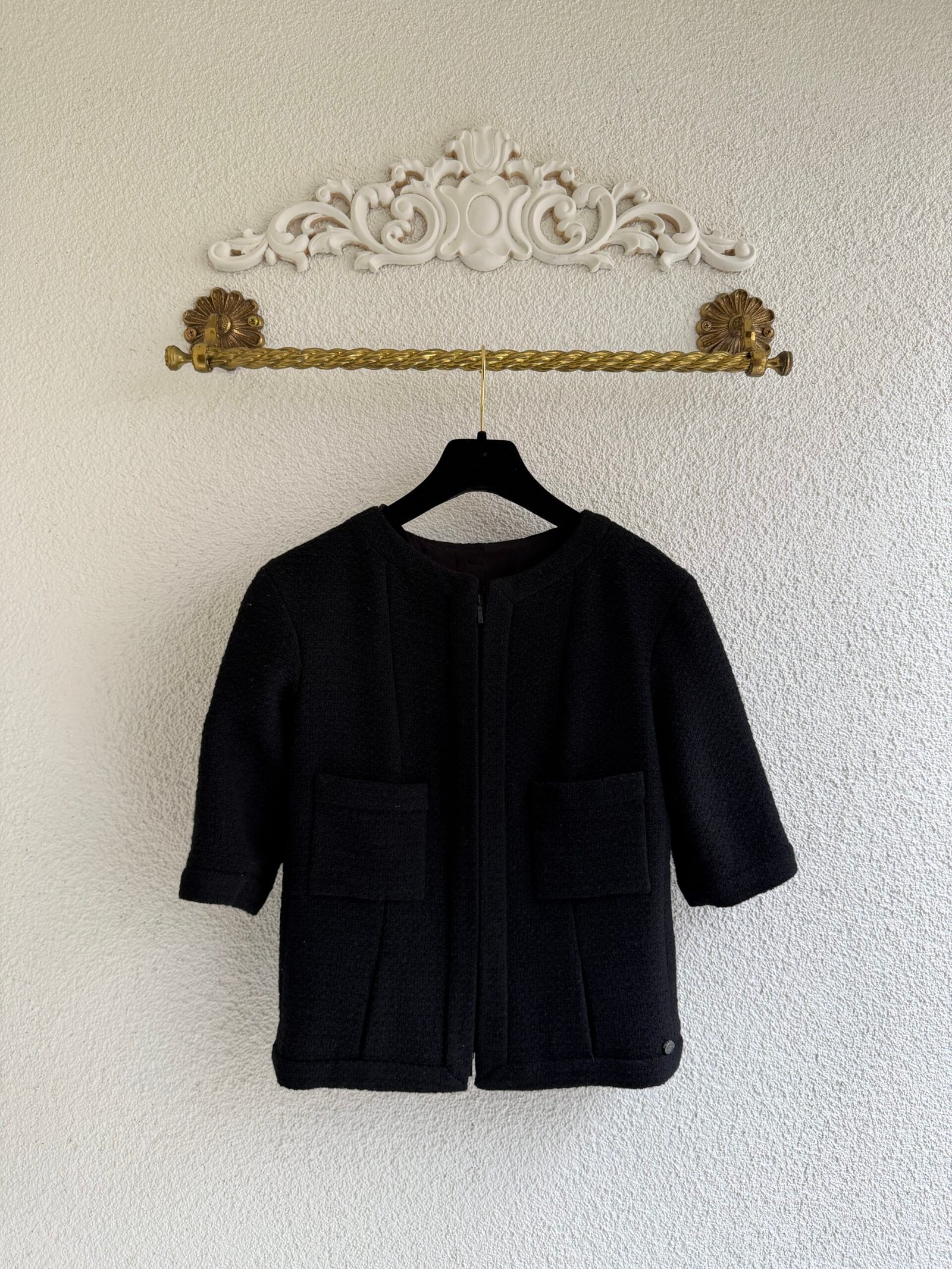 Chanel Önü Fermuarlı Kısa Tüvit Ceket