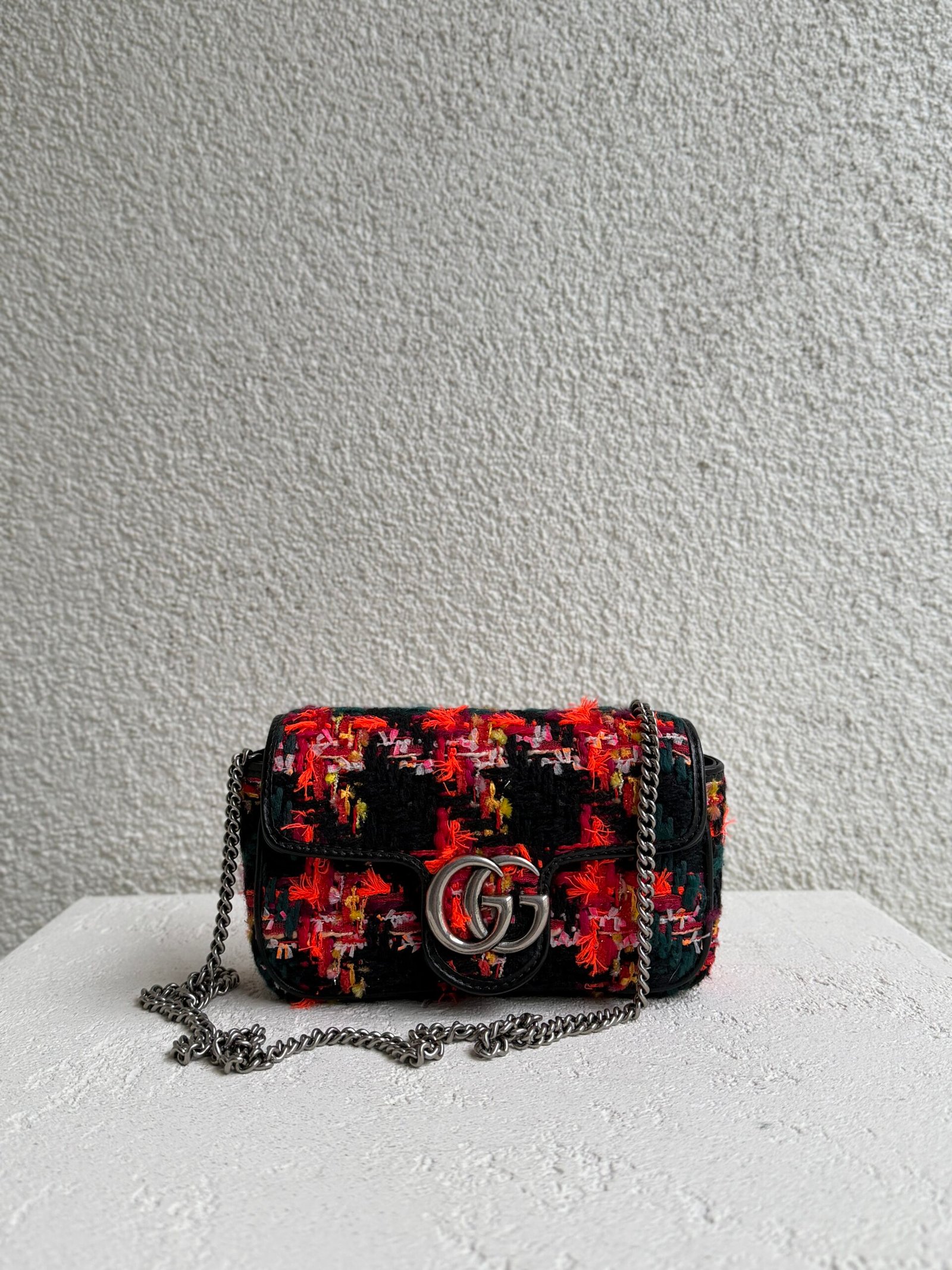 Gucci GG Marmont Tweed Super Mini Shoulder Bag