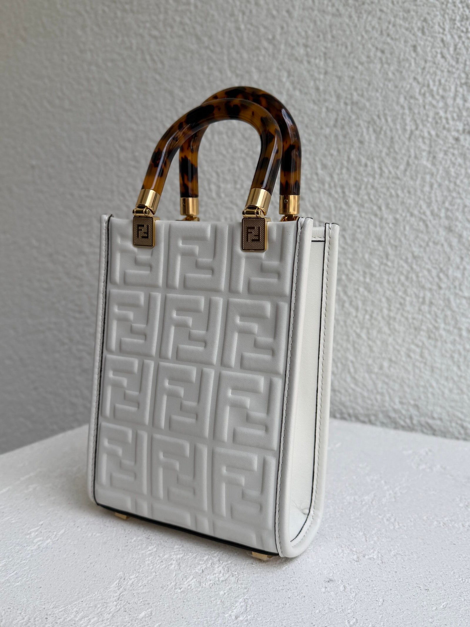 Fendi White Sunshine Mini Leather Handbag - Image 3