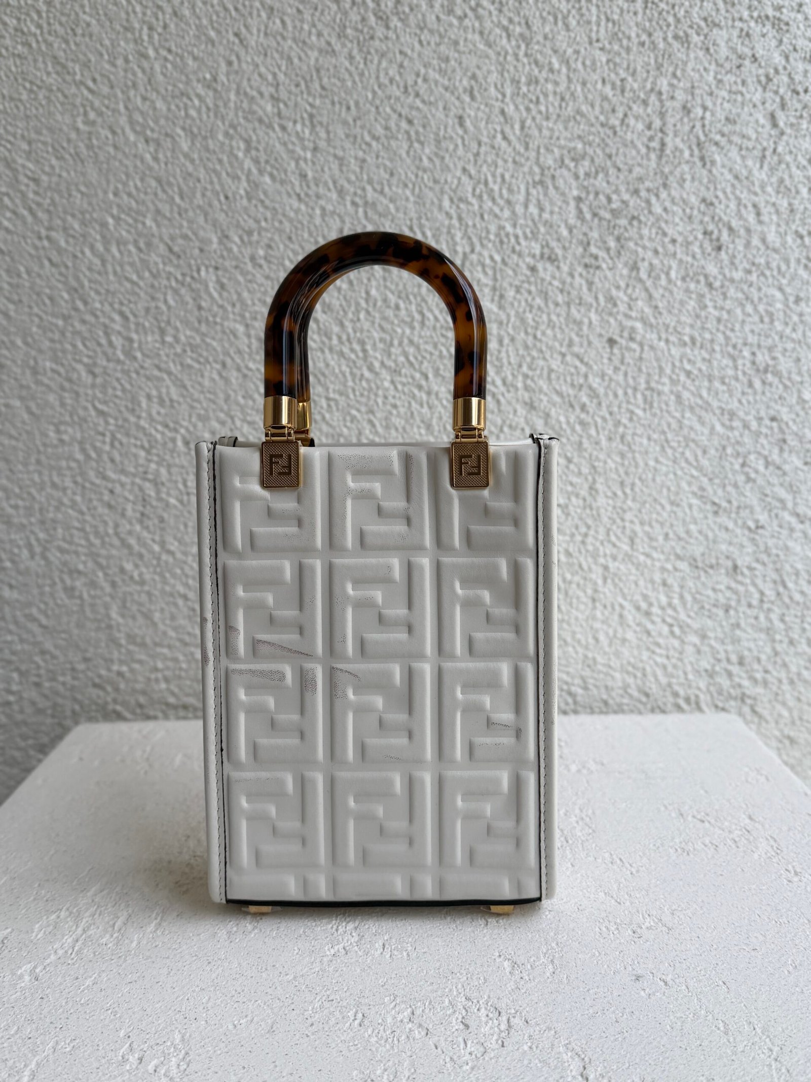 Fendi White Sunshine Mini Leather Handbag - Image 6