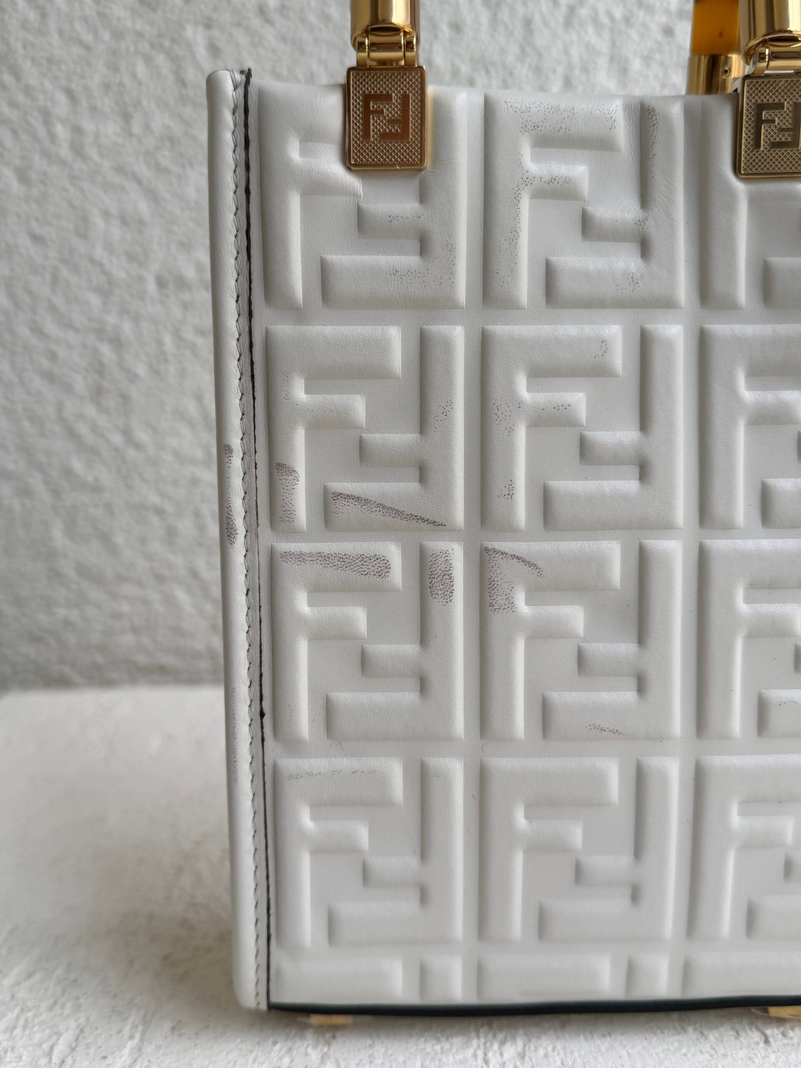 Fendi White Sunshine Mini Leather Handbag - Image 7