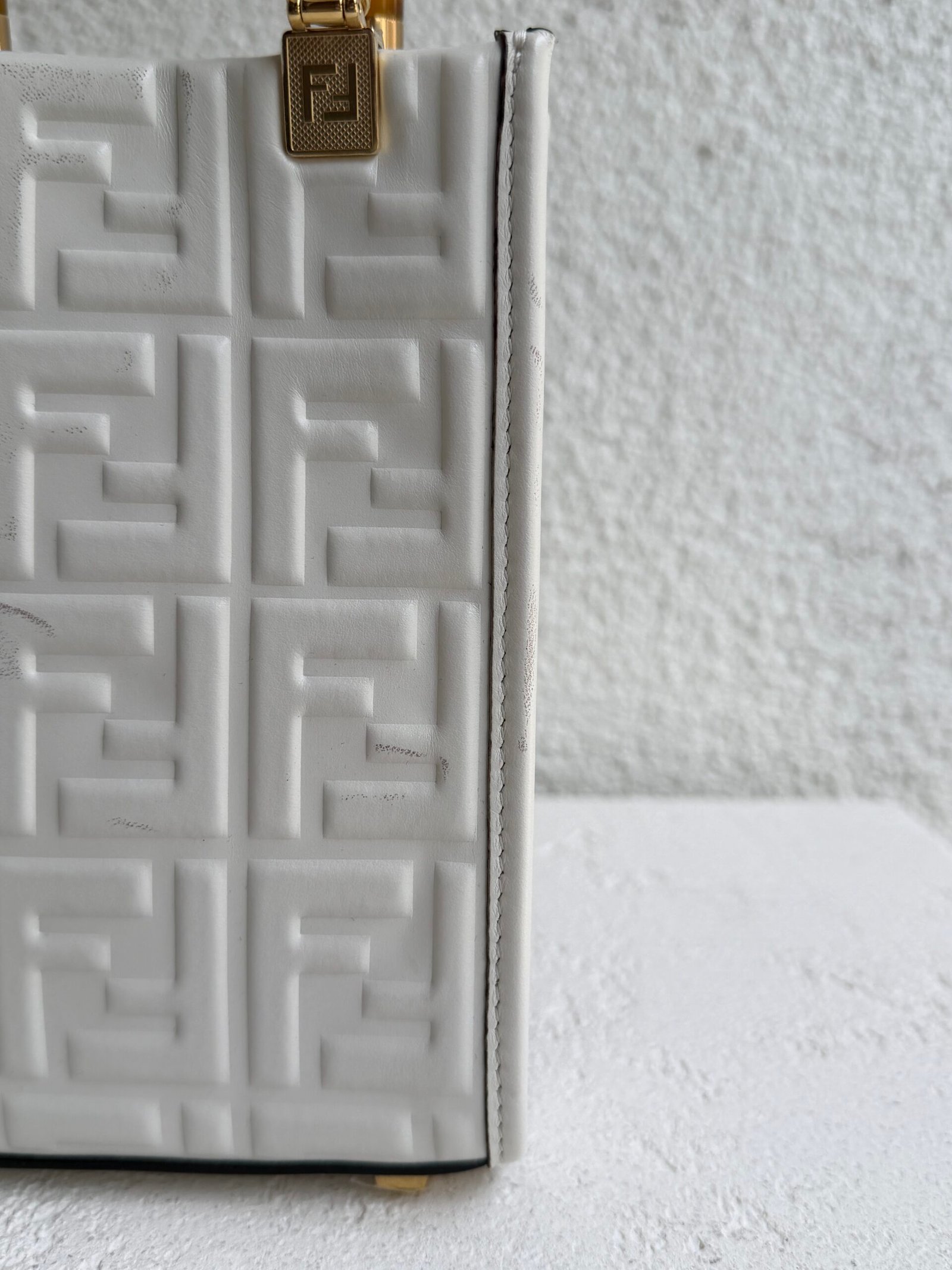 Fendi White Sunshine Mini Leather Handbag - Image 8
