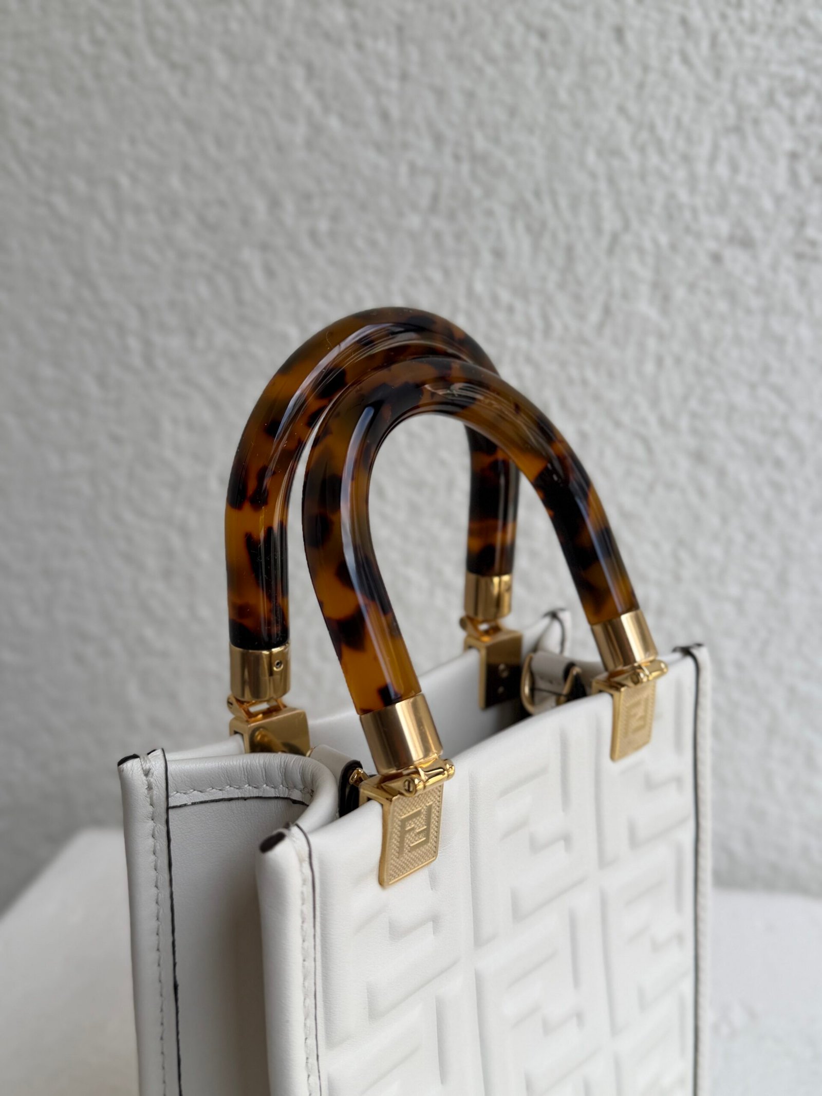 Fendi White Sunshine Mini Leather Handbag - Image 10