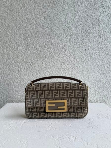 Fendi Beige Zucchino Velvet Phone Baguette Bag