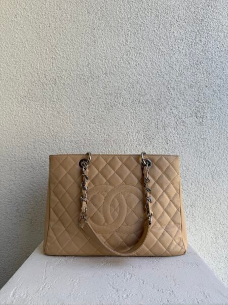 Chanel Caviar Quilted Beige Medium Shopping Tote GST Bag