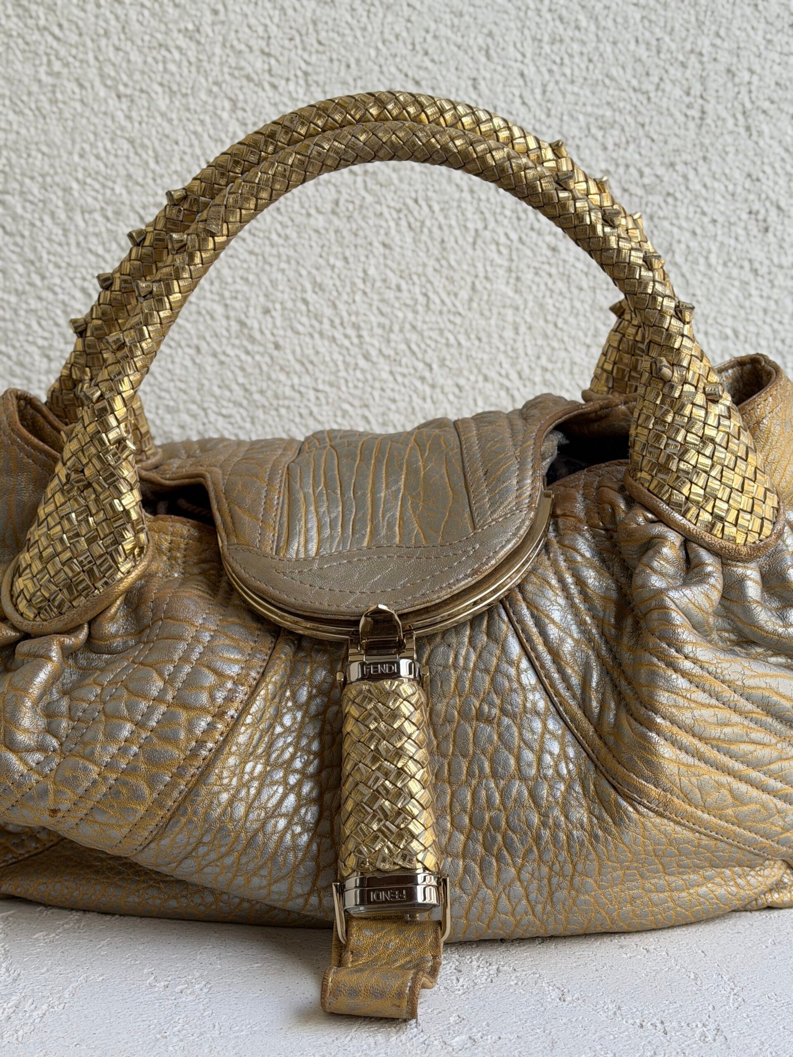 Fendi Gold Holographic Leather Spy Handbag - Image 2