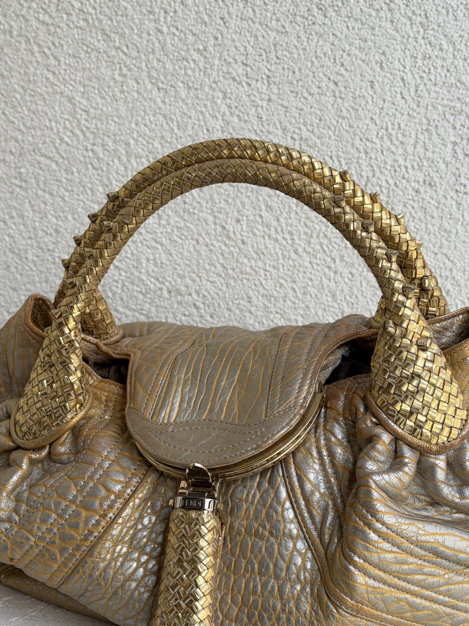 Fendi Gold Holographic Leather Spy Handbag - Image 3