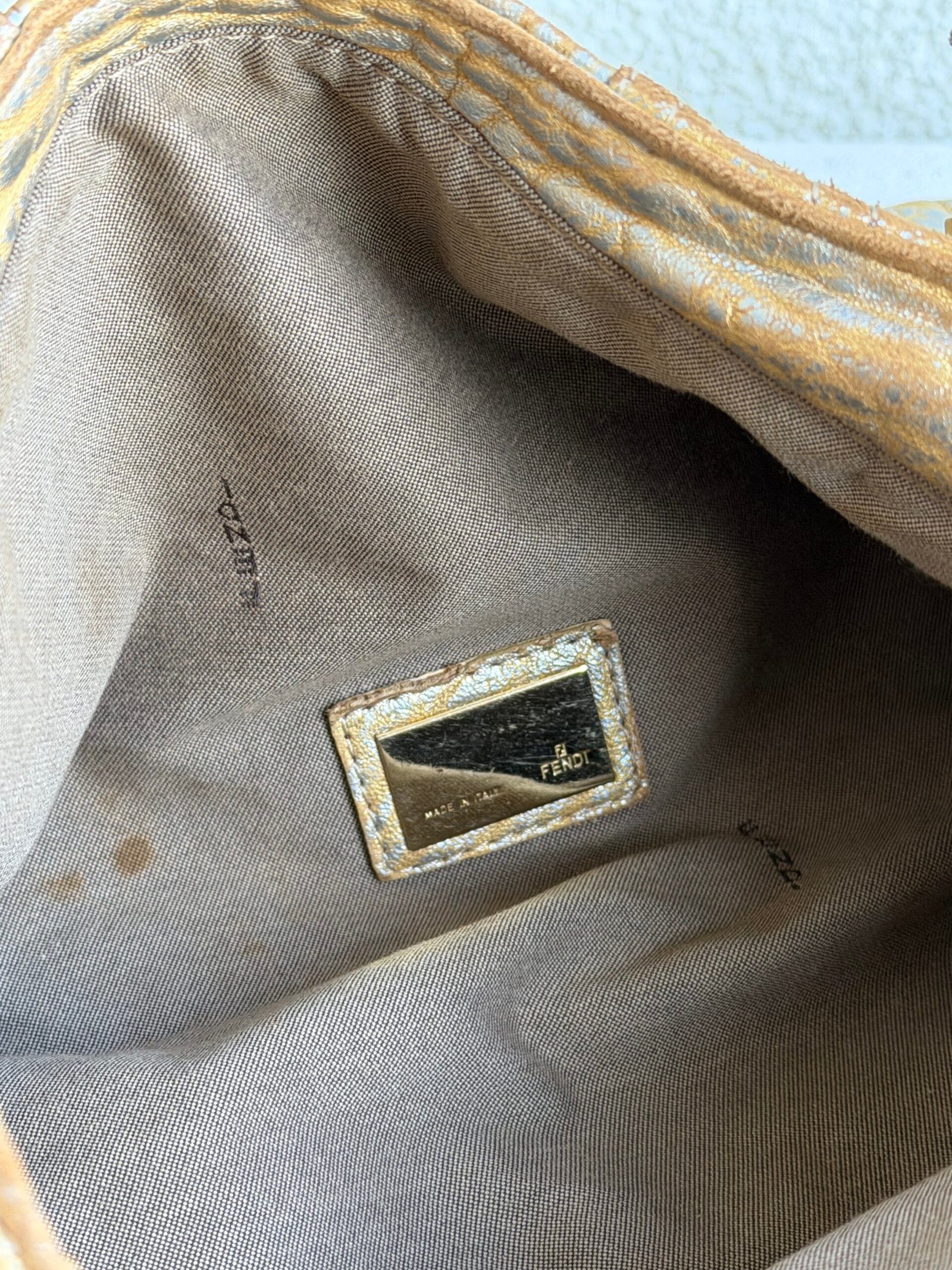Fendi Gold Holographic Leather Spy Handbag - Image 10