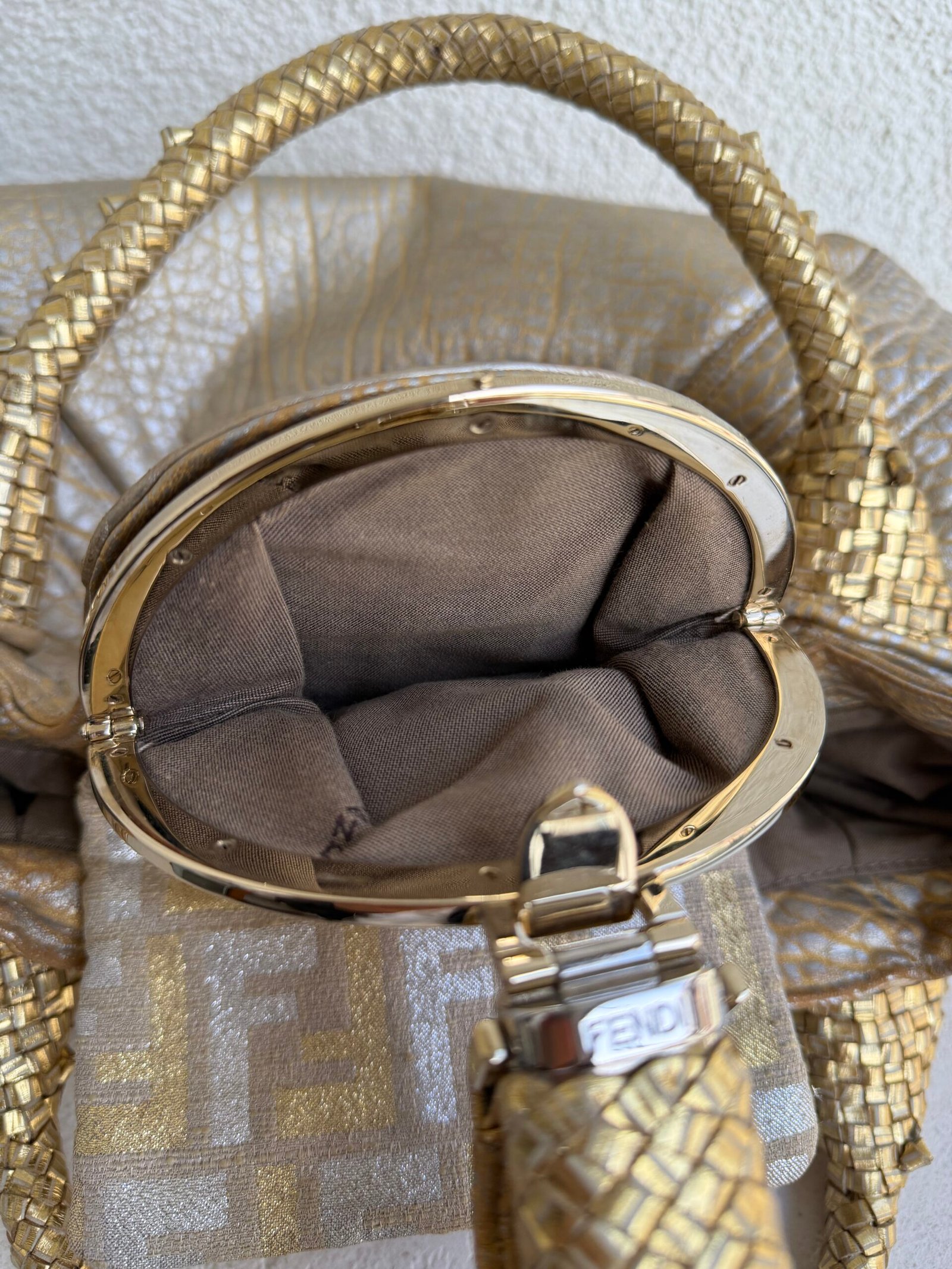Fendi Gold Holographic Leather Spy Handbag - Image 15
