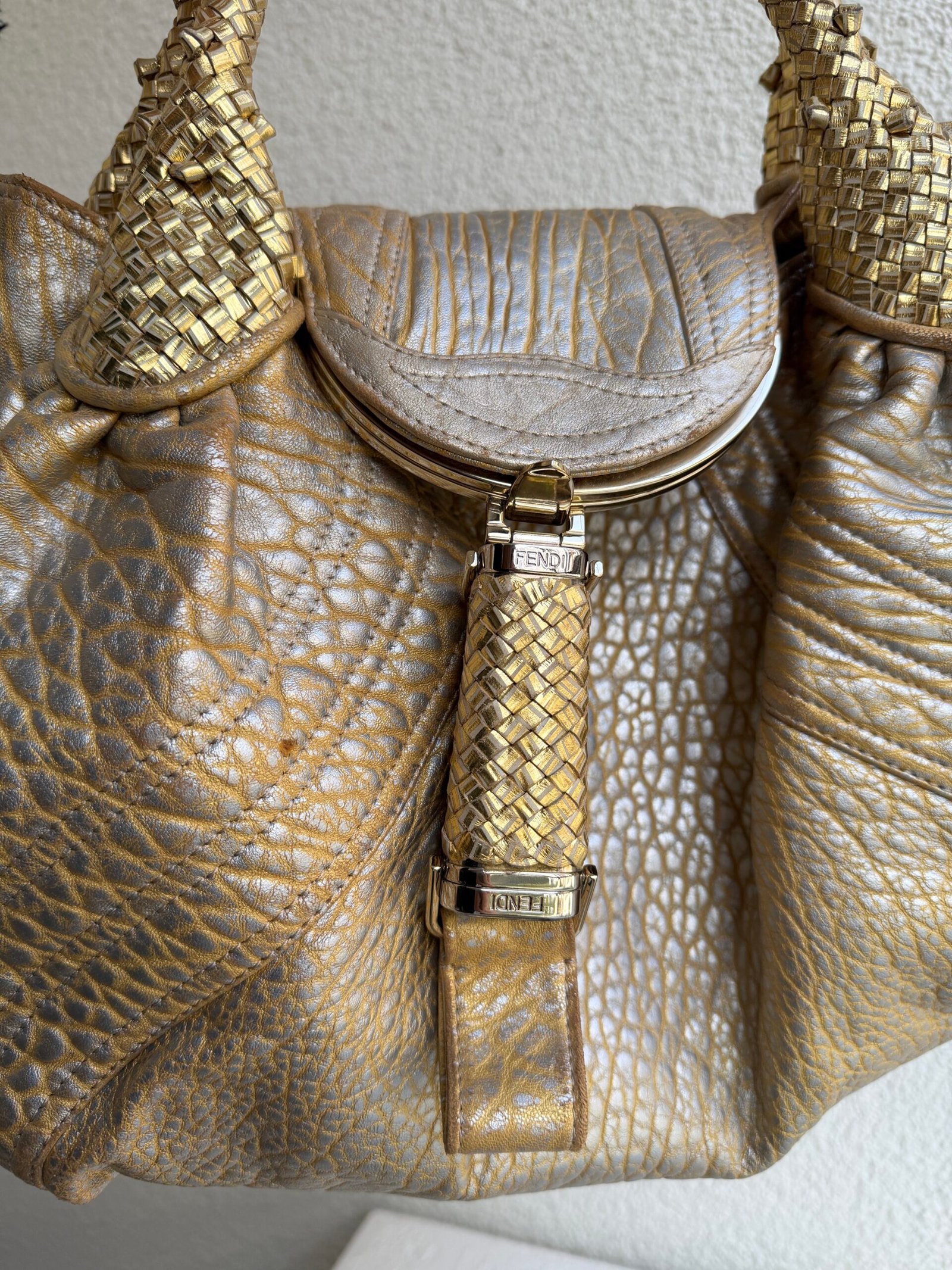 Fendi Gold Holographic Leather Spy Handbag - Image 16