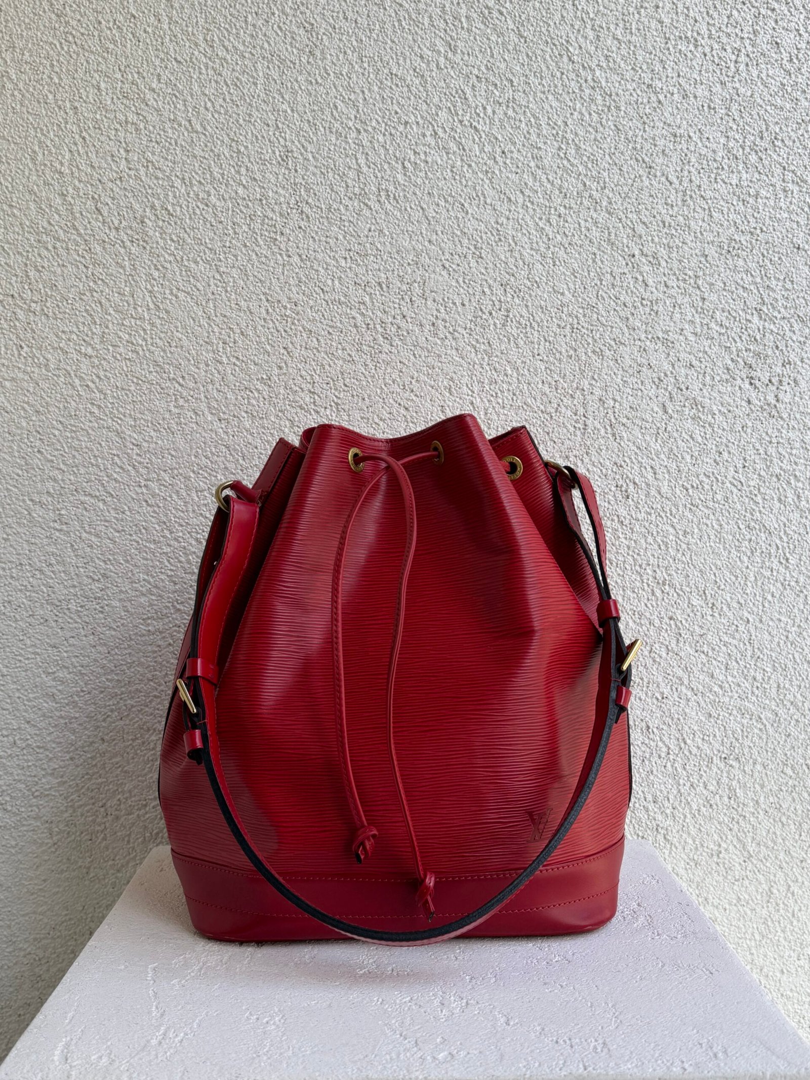 Louis Vuitton Red Epi Leather Petit Noe Shoulder Bag