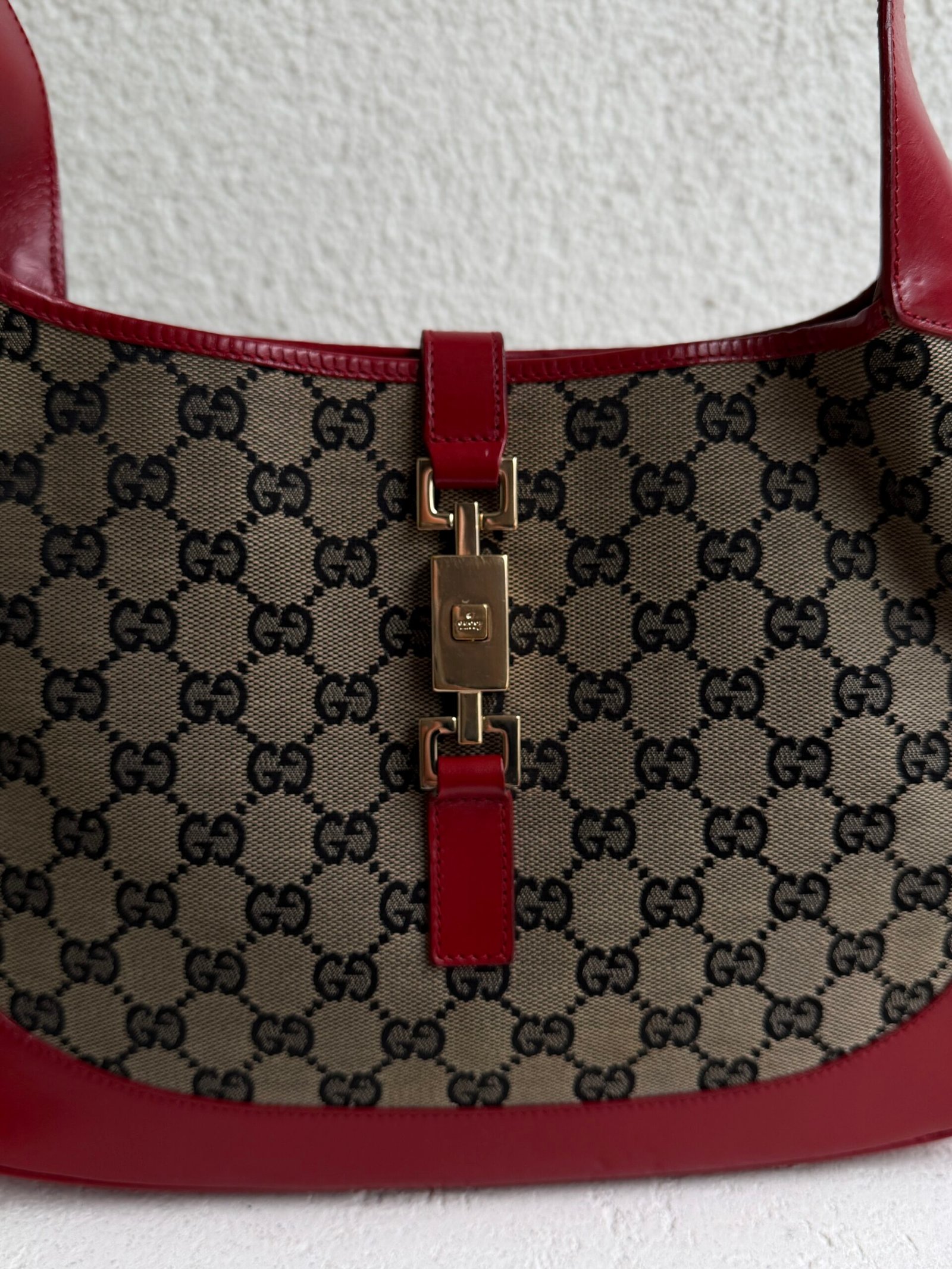 Gucci Canvas GG Monogram Red Small Jackie Bag - Image 4