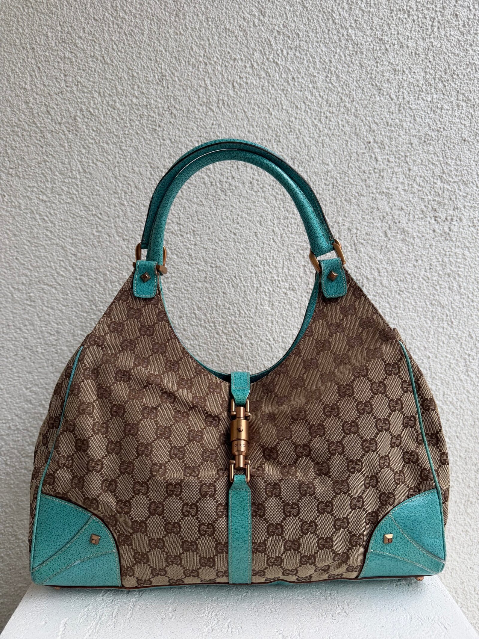 Gucci Canvas GG Monogram Jackie Hobo Bag - Görsel 2