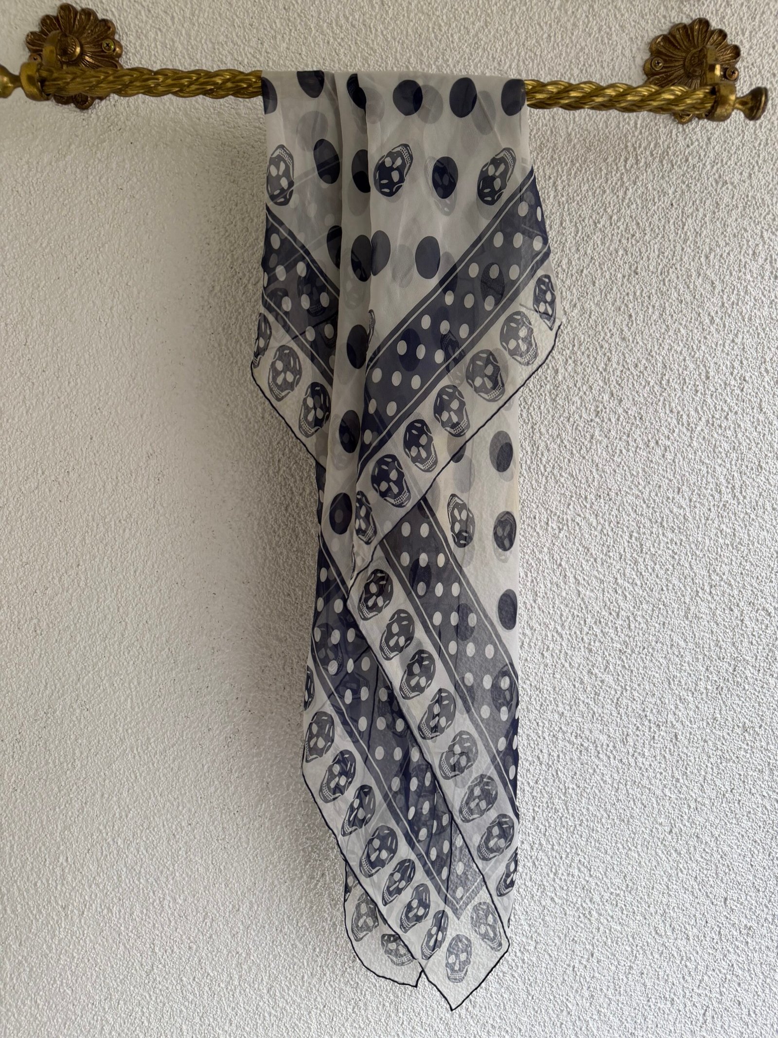 Alexander McQueen Navy Silk Scarf - Image 2