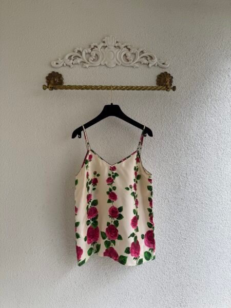 Gucci Floral Print Strappy Silk Blouse