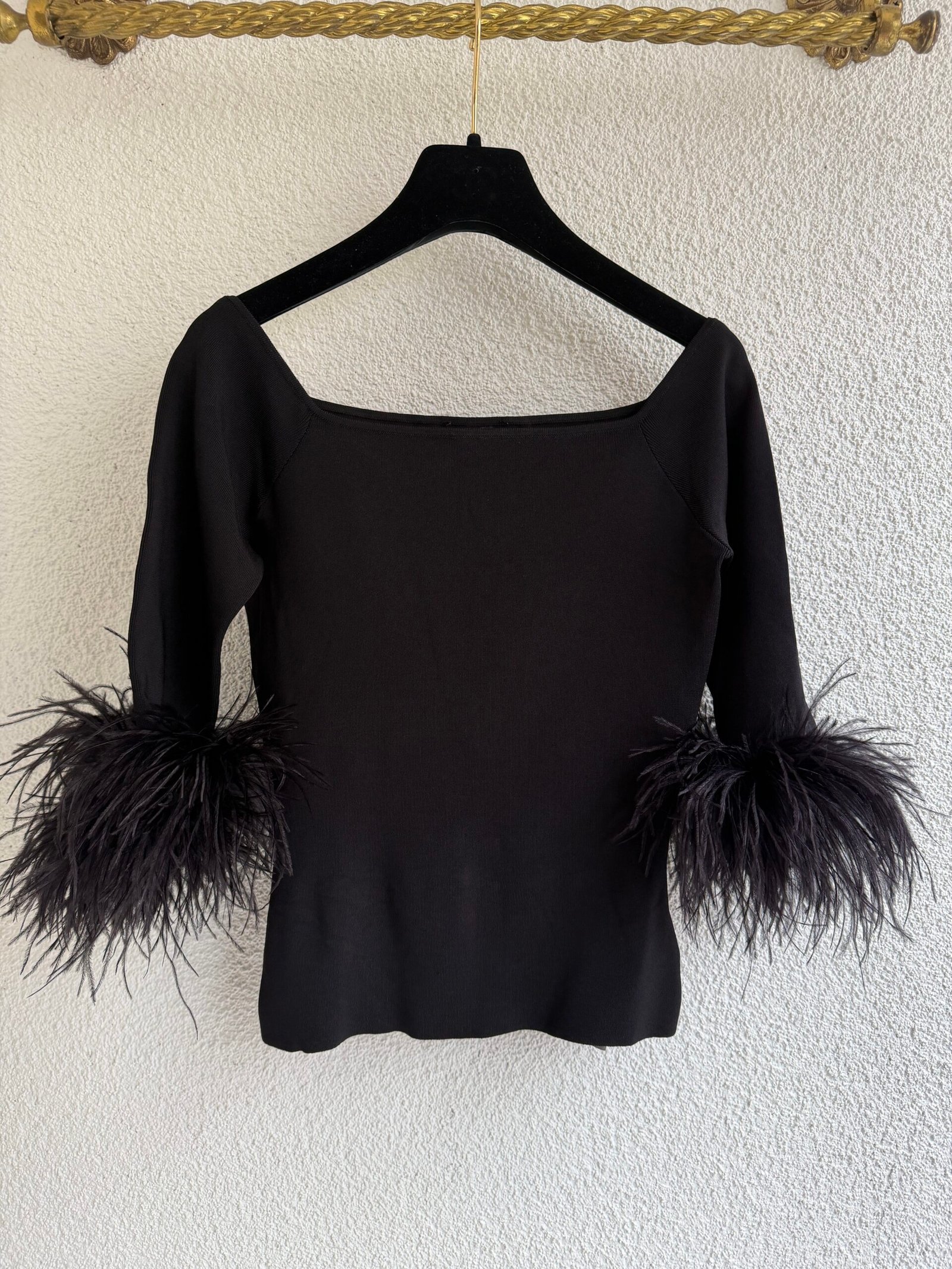 Saint Laurent Ostrich Feather Trim Knit Top - Görsel 2