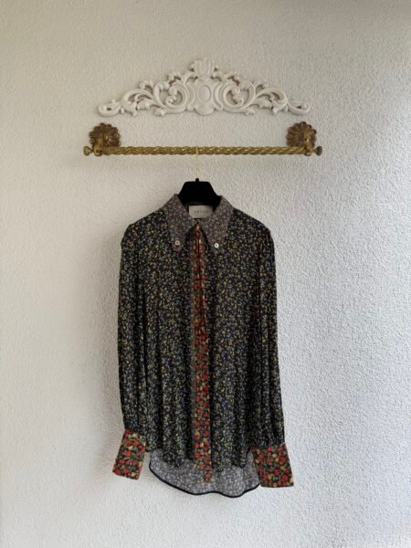 Gucci Tie-Neck Floral Blouse
