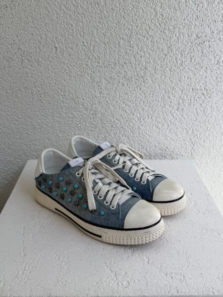 Valentino Rockstud Accents Denim Sneakers