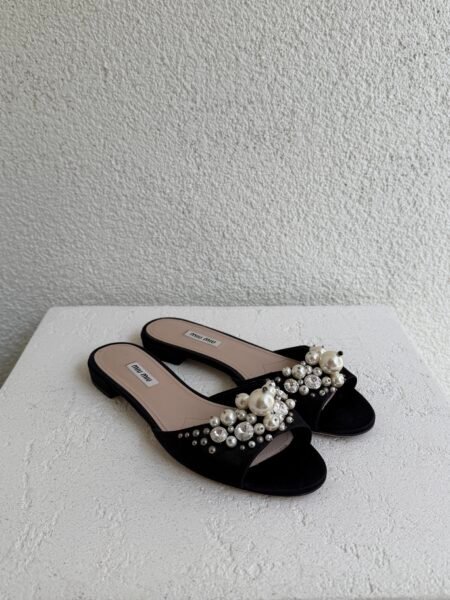 Miu Miu Pearl Embellished Mules
