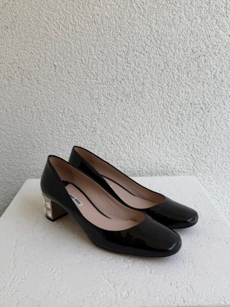 Miu Miu Black Crystal Block Heels