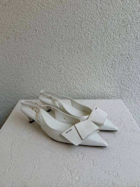 Prada White Half Bowl Slingback Pump Heels