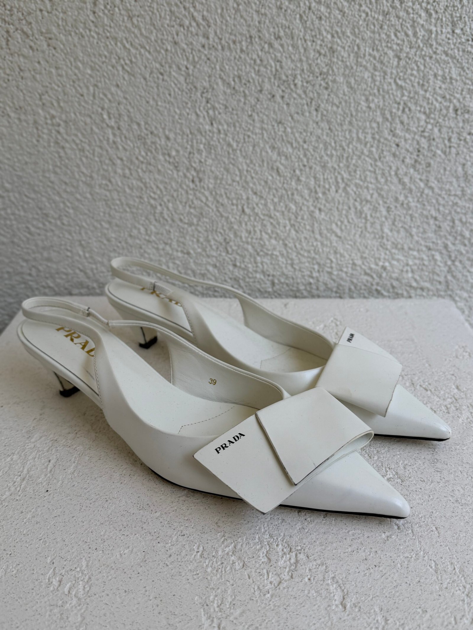 Prada White Half Bowl Slingback Pump Heels - Image 2
