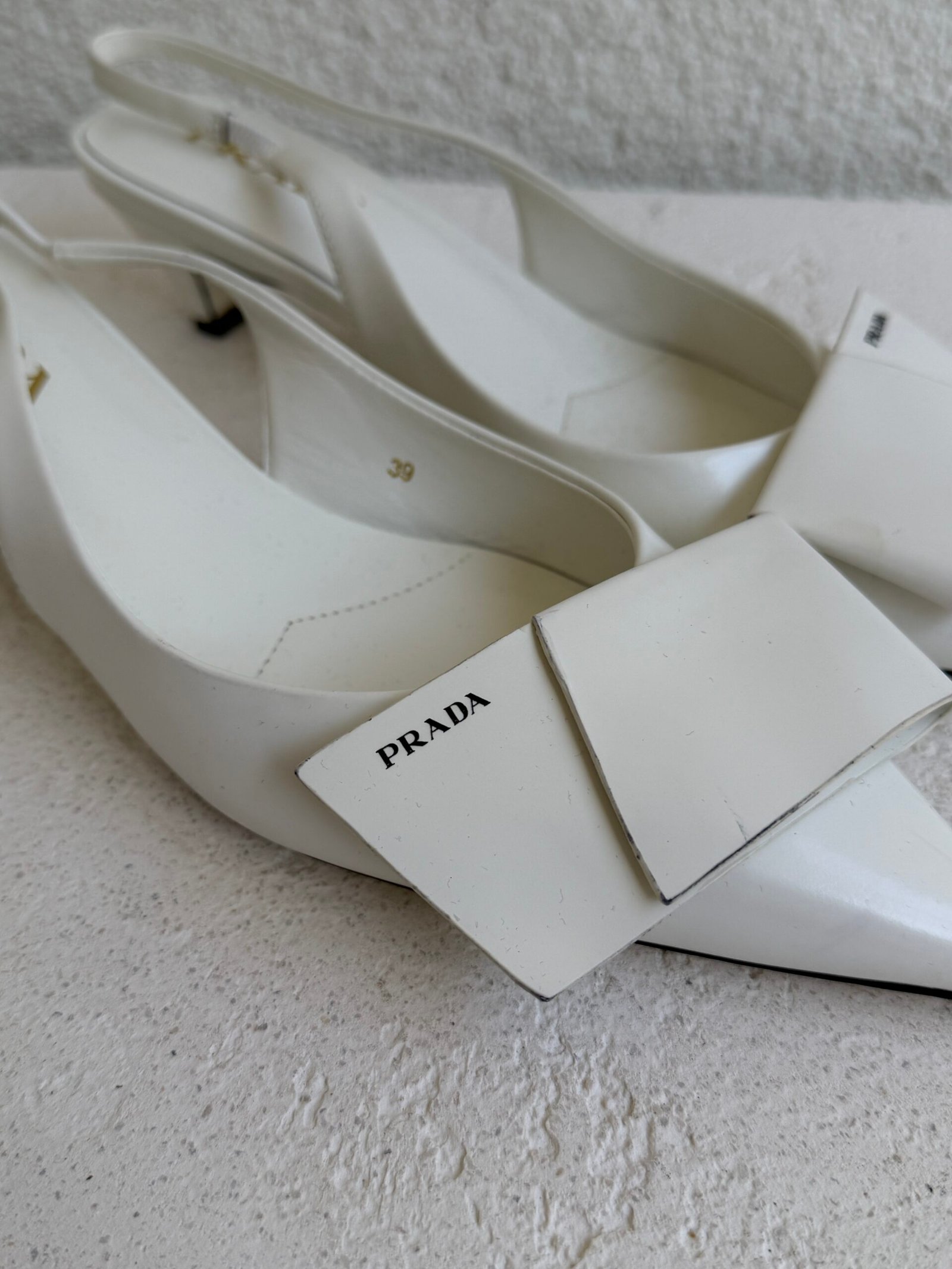 Prada White Half Bowl Slingback Pump Heels - Image 4