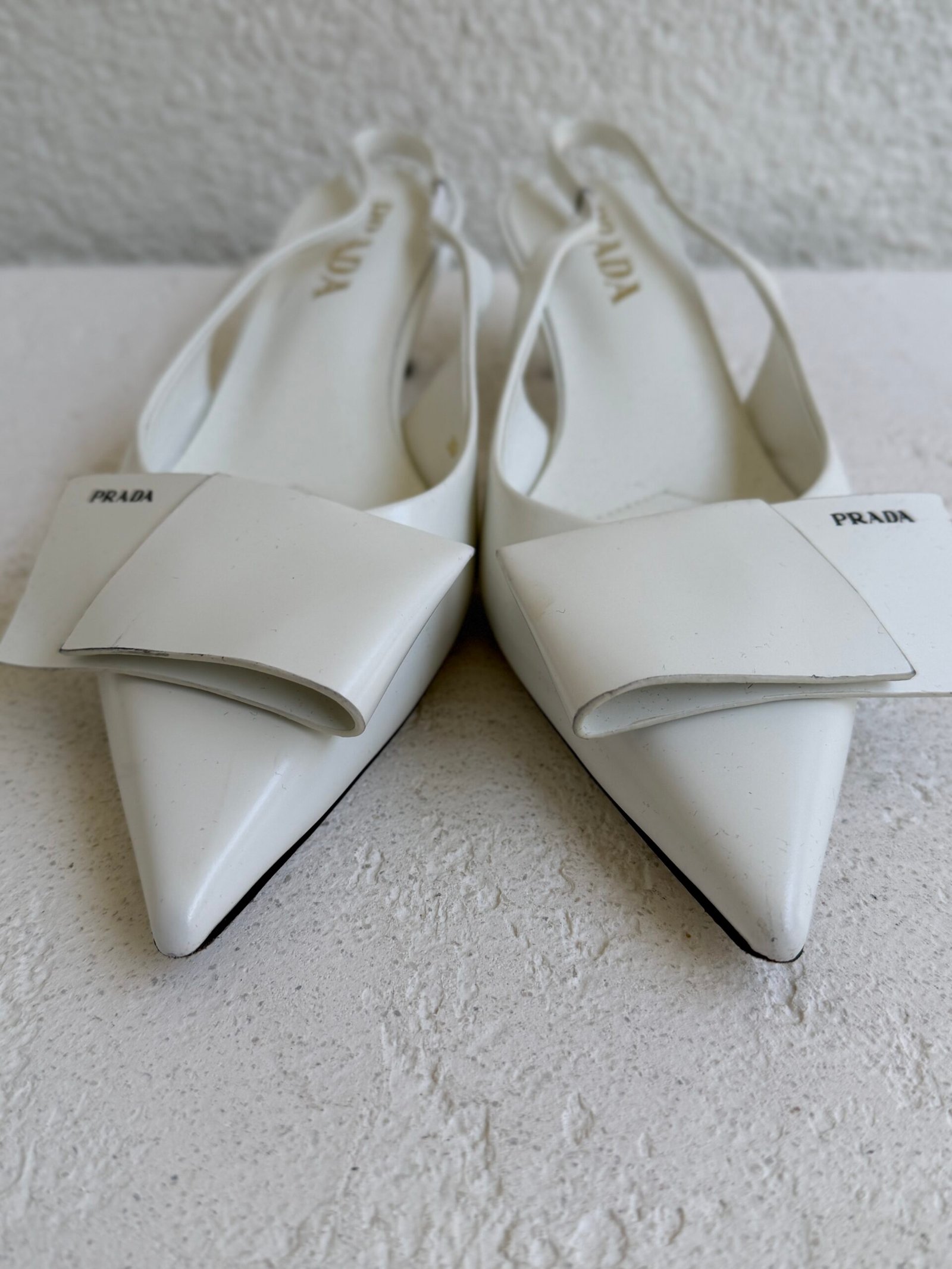 Prada White Half Bowl Slingback Pump Heels - Image 7