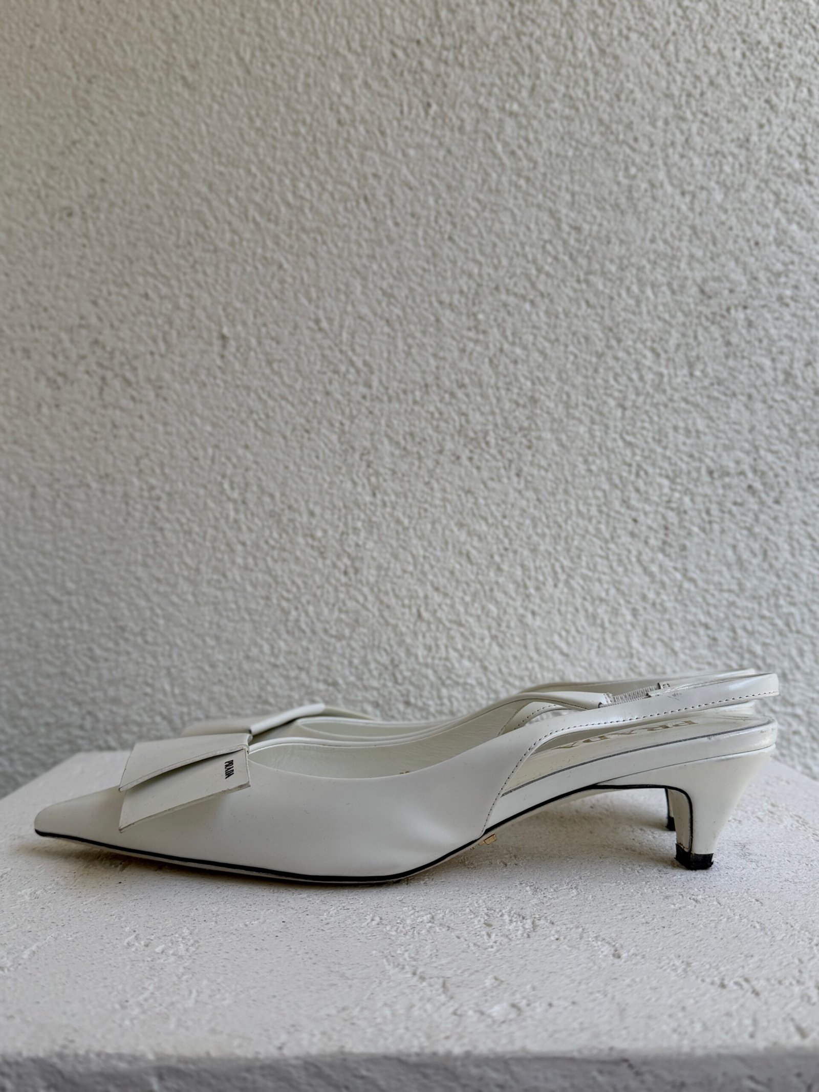 Prada White Half Bowl Slingback Pump Heels - Image 8