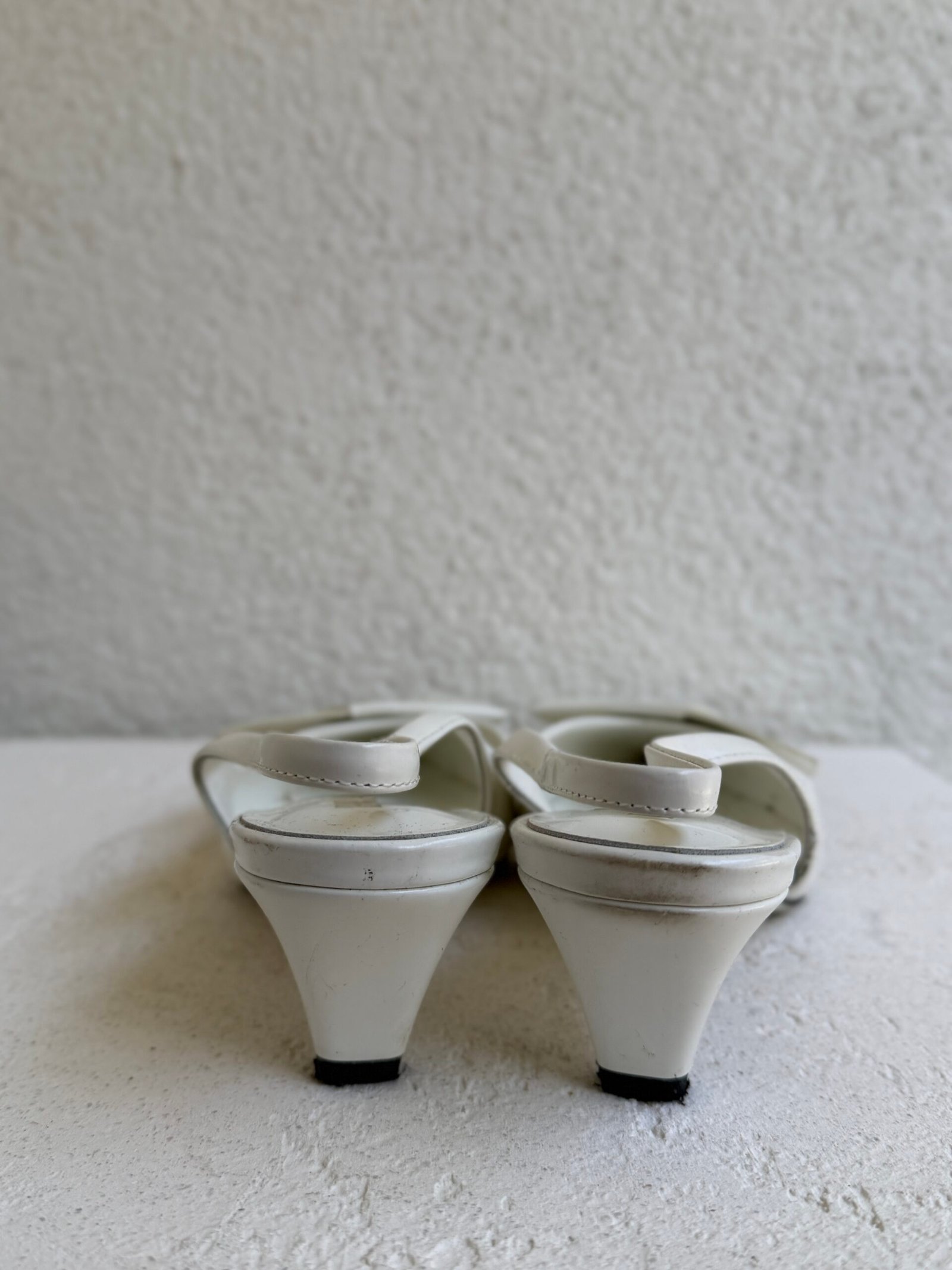 Prada White Half Bowl Slingback Pump Heels - Image 9