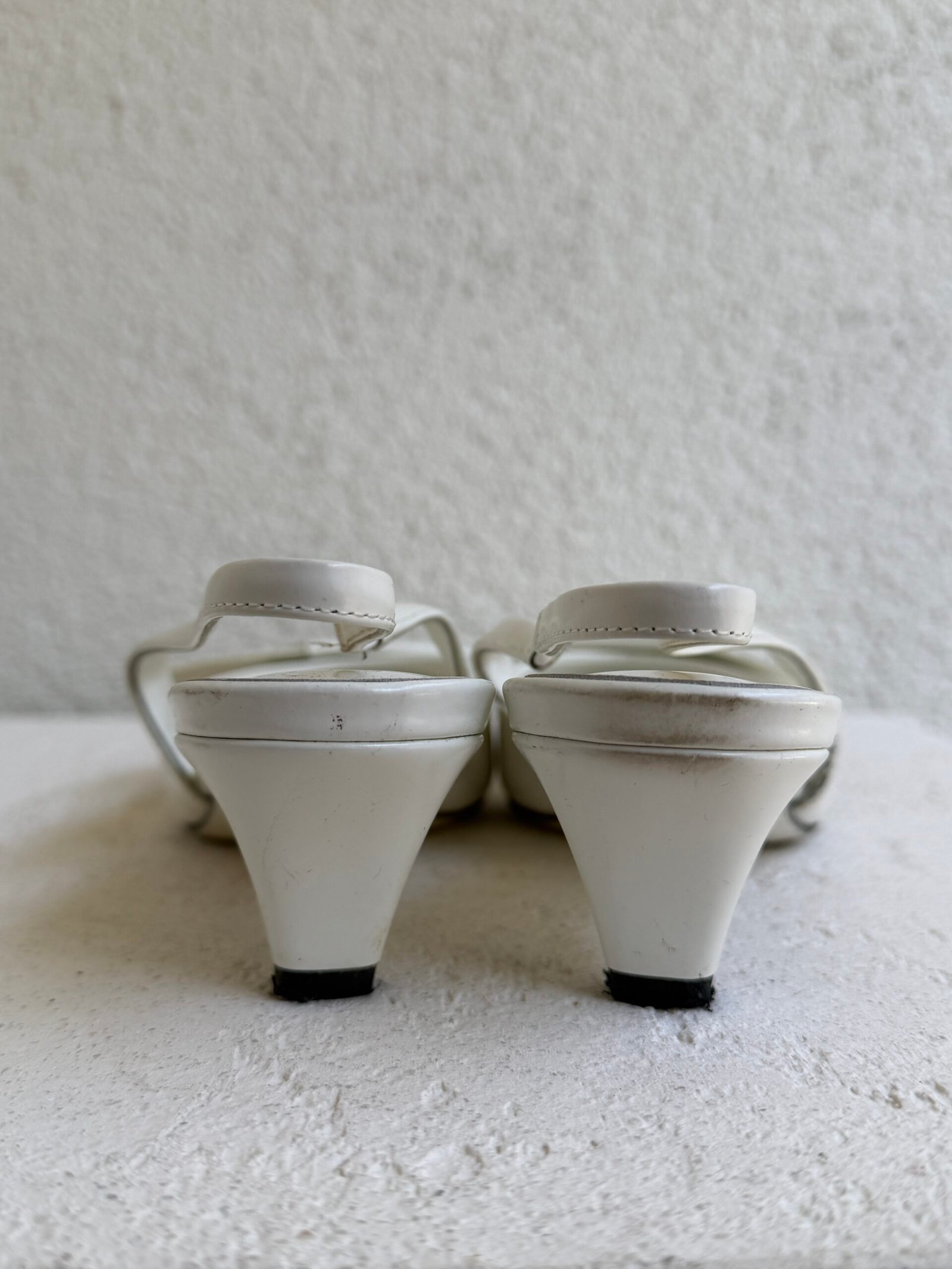 Prada White Half Bowl Slingback Pump Heels - Image 10