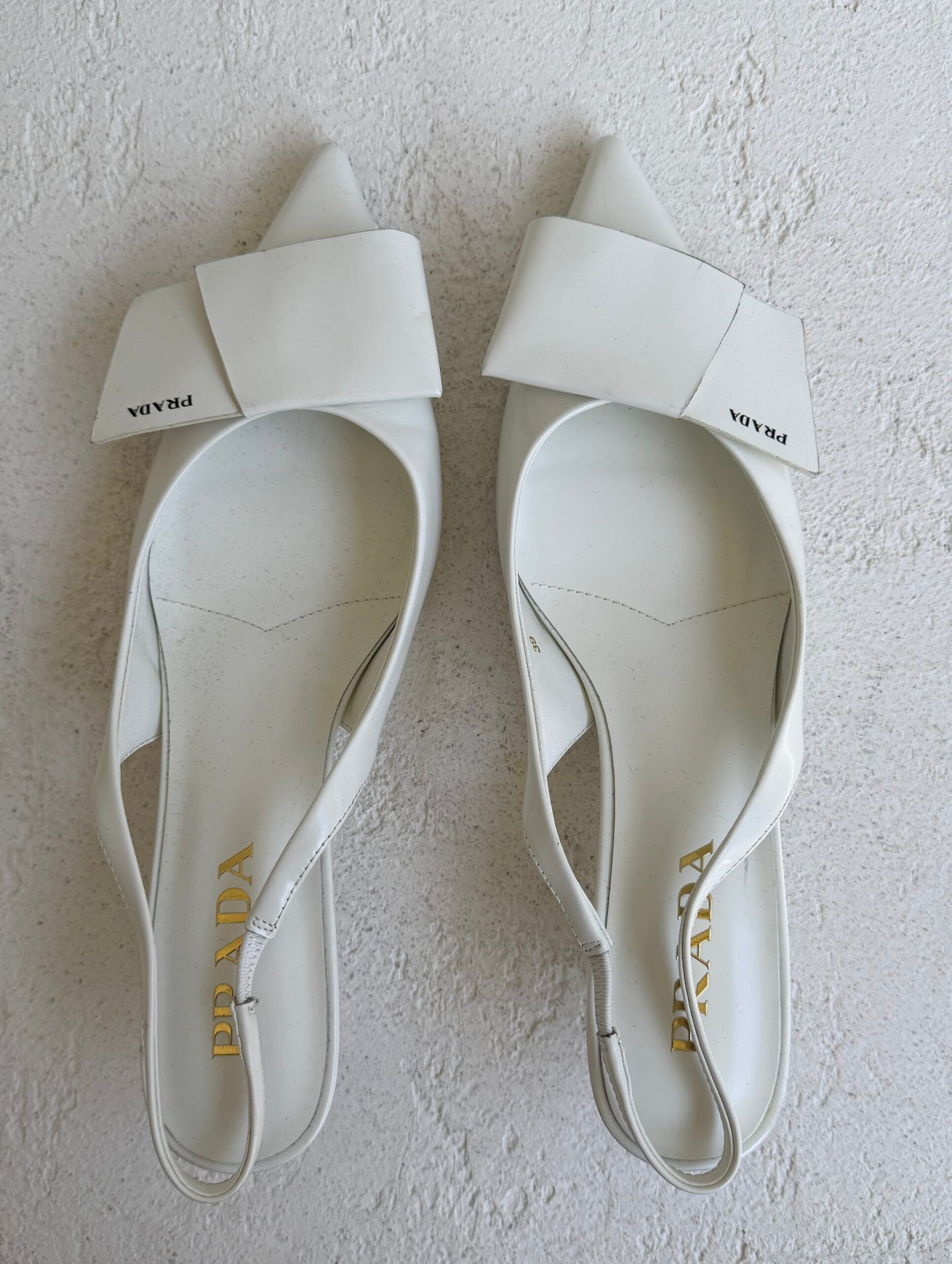 Prada White Half Bowl Slingback Pump Heels - Image 12