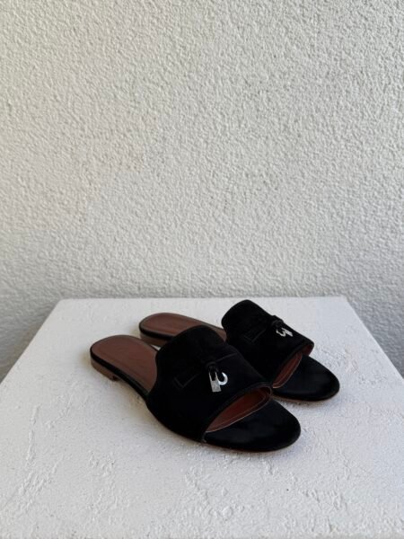 Loro Piana Summer Charm Suede Goatskin Mule Sandal