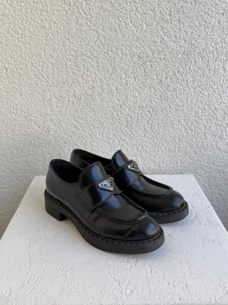Prada Chocolate Brushed Leather Loafers
