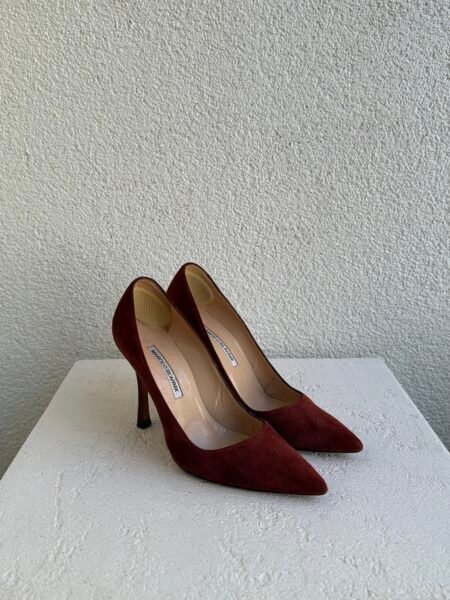Manolo Blahnik Burgundy Suede Stiletto Heels