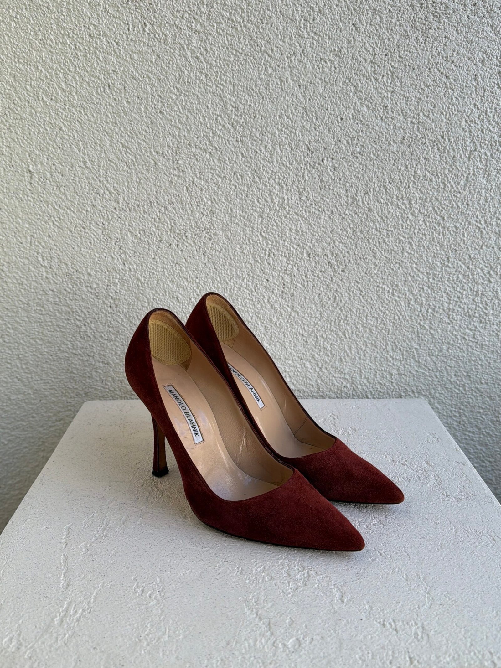 Manolo Blahnik Bordo Süet Stiletto Topuklu Ayakkabı