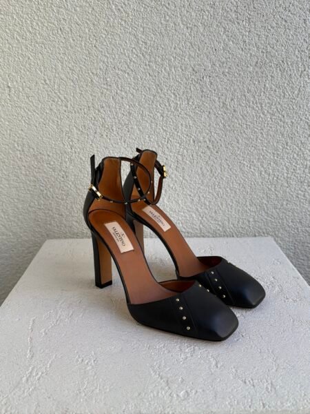 Valentino Tango Black Rockstud Leather Tango Heels